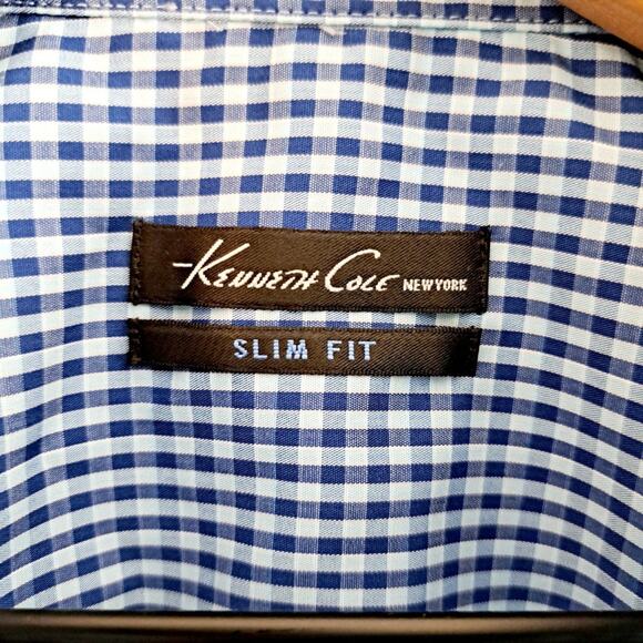 Kenneth Cole Slim Fit Long Sleeve Button Up Checkered Shirt - Picture 3 of 7